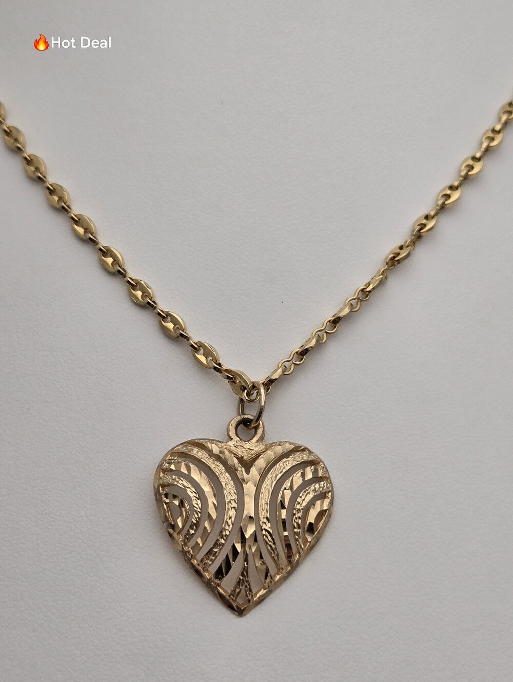 10K SARO Gold Openwork Heart Pendant Diamond Cut Monet Chain 24" Vintage